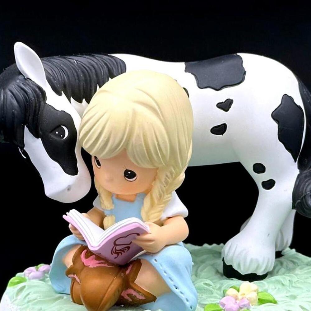 Precious Moments Girl Reading with Pony Country Farm Friendship